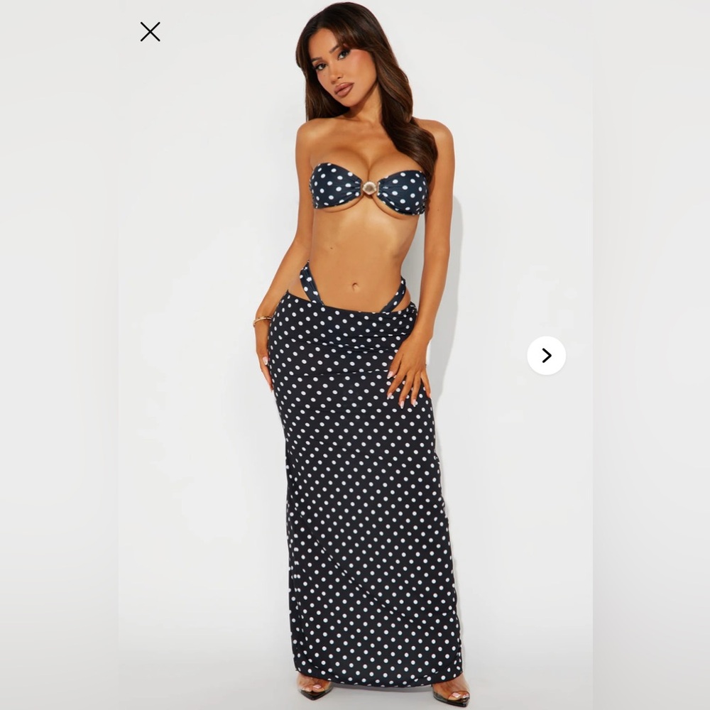 Fashion Nova Polka Dot Bikini Set - Black and White